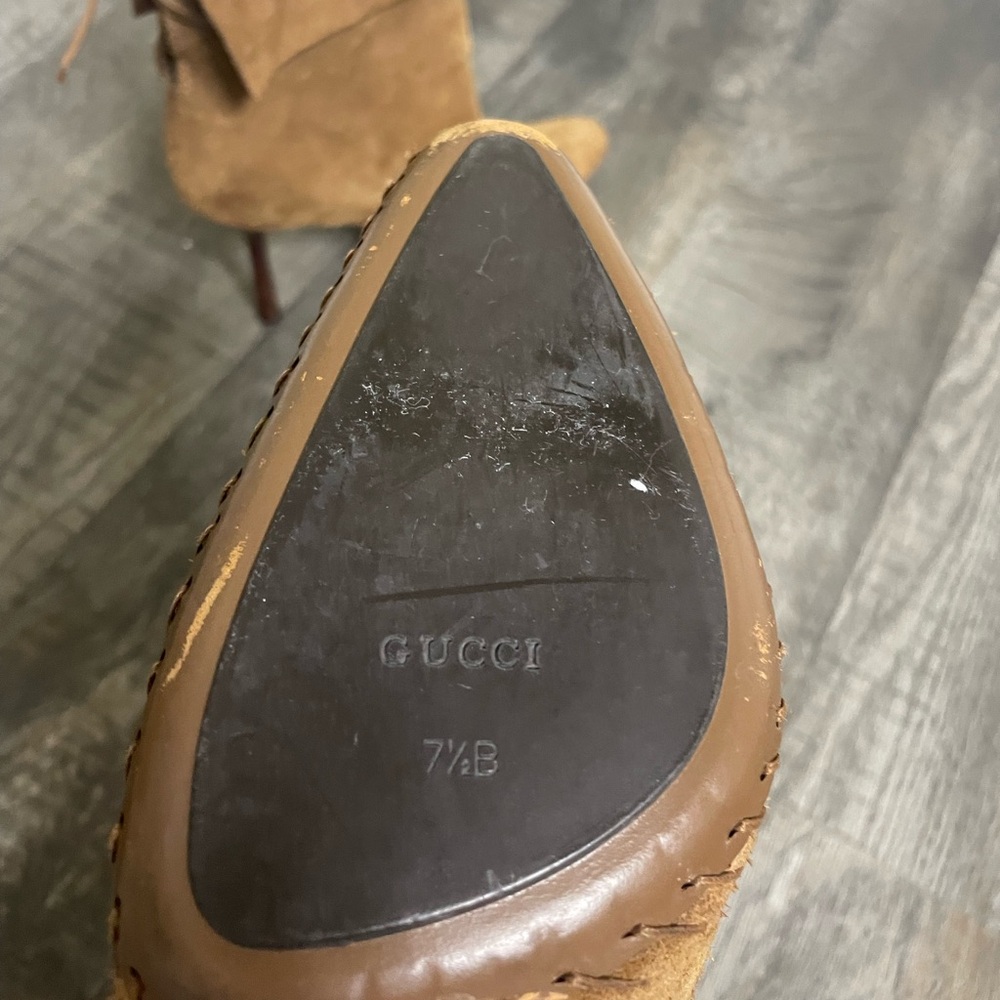 Gucci Camel Suede Whipstitch Boots - Picture 2 of 10